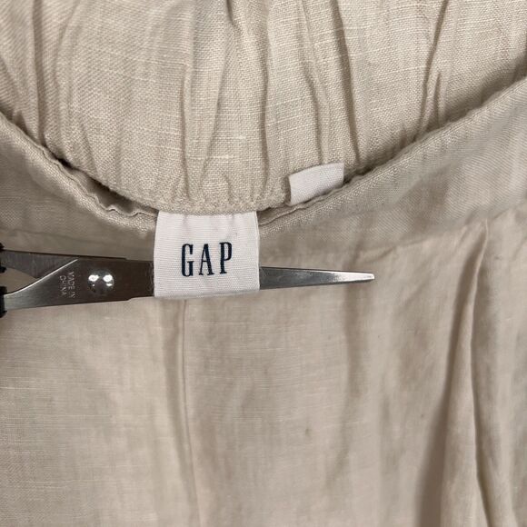GAP Pants Womens 12 Beige Linen Wide Leg Culottes Cropped Pleated Minimal Resort - Picture 6 of 16